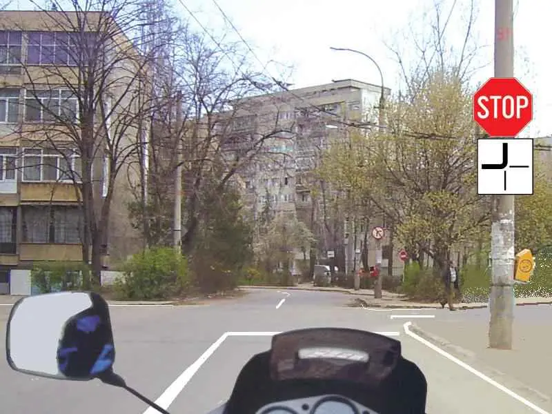 Imagine întrebare examen auto: Cum procedați la întâlnirea panoului și a indicatorului?