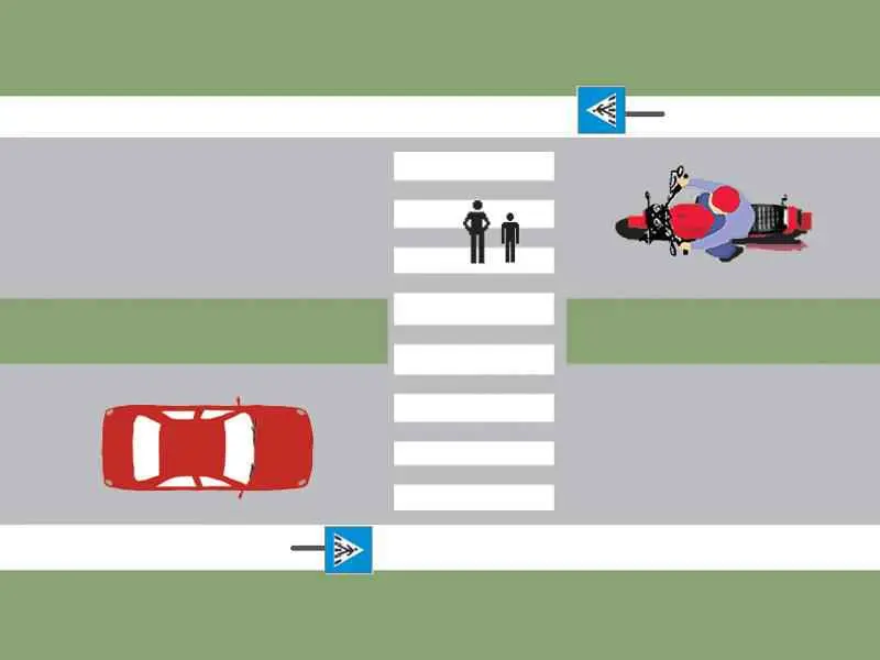Imagine întrebare examen auto: Care conducător trebuie să acorde prioritate pietonilor?
