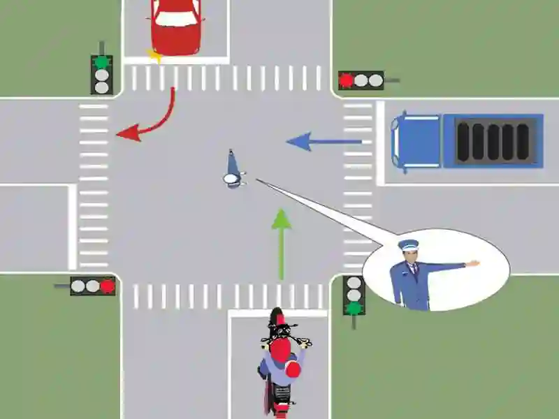 Imagine întrebare examen auto: Care dintre autovehicule au dreptul să intre în intersecție?