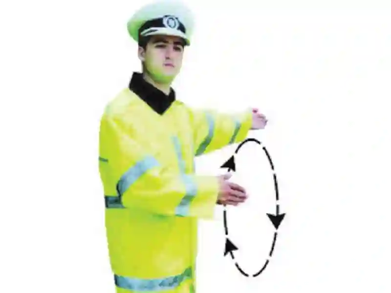 Imagine întrebare examen auto: Semnalul polițistului indică:
