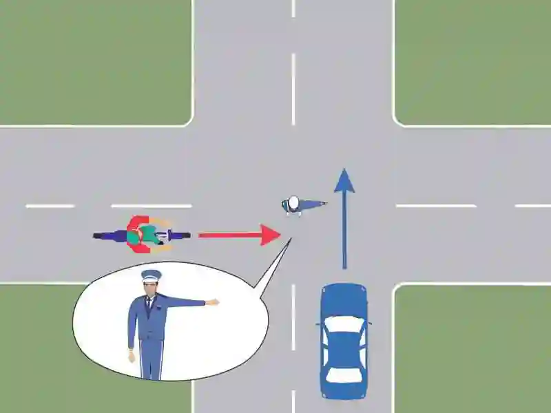 Imagine întrebare examen auto: Autoturismul poate pătrunde în intersecția prezentată?