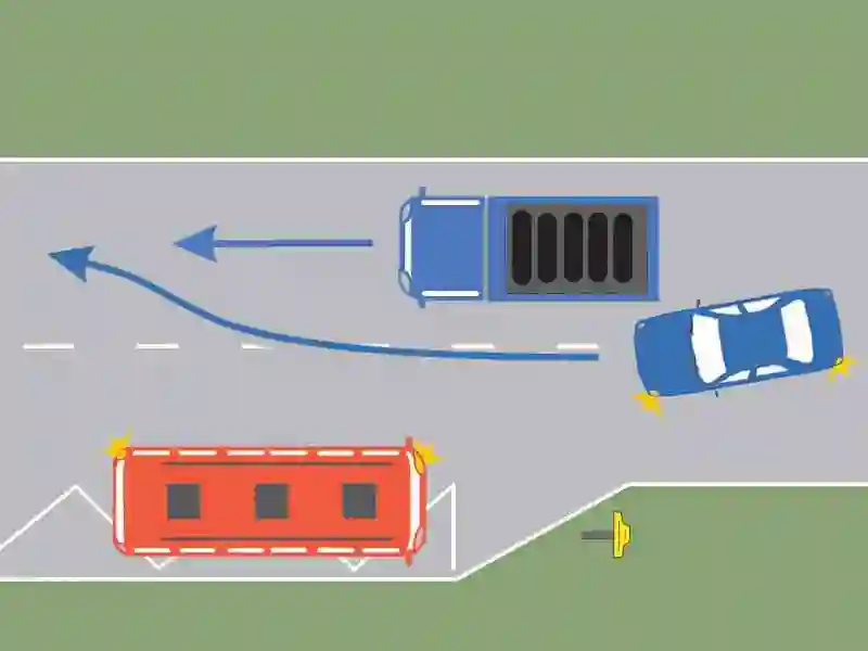 Imagine întrebare examen auto: Execută corect autoturismul manevra de depășire?