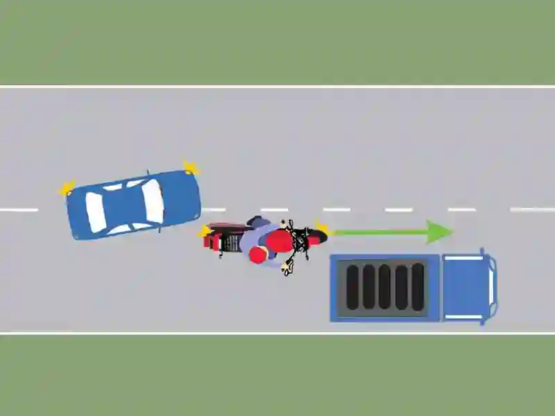 Imagine întrebare examen auto: Conduceți autoturismul albastru. V-ați angajat corect în depășirea motocicletei?