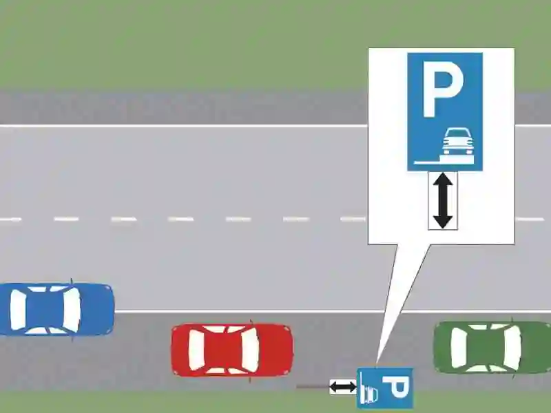 Imagine întrebare examen auto: Care dintre cele trei autoturisme este parcat regulamentar?