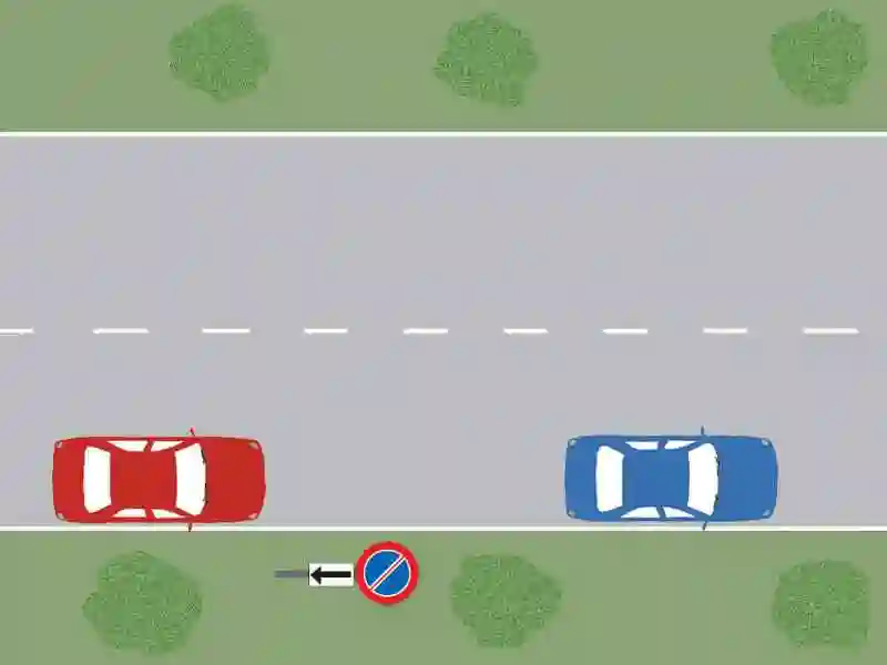 Imagine întrebare examen auto: Care dintre autoturisme staționează regulamentar?
