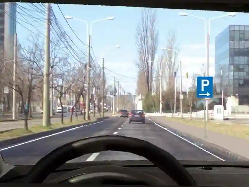 Imagine întrebare examen auto: Unde veți parca vehiculul la întâlnirea acestui indicator?
