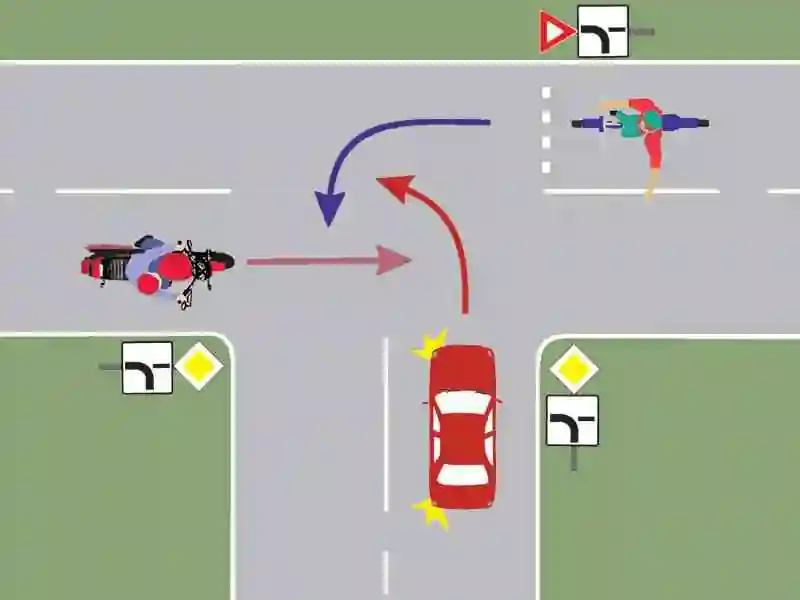 Imagine întrebare examen auto: Care este ordinea de trecere a autovehiculelor prin intersecție?