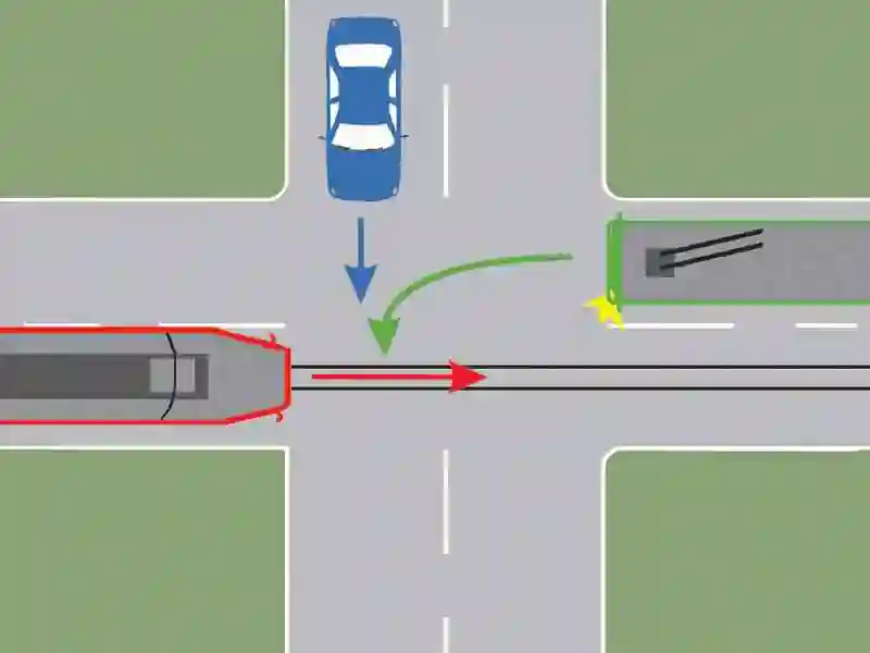Imagine întrebare examen auto: În ce ordine vor circula autovehiculele prin intersecția prezentată?