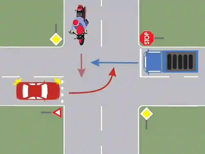 Imagine întrebare examen auto: În ce ordine vor intra autovehiculele în intersecție?