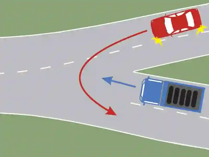 Imagine întrebare examen auto: Care dintre autovehicule va intra primul în intersecție?