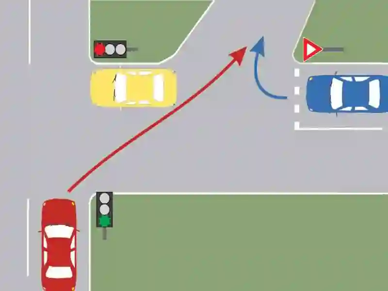 Imagine întrebare examen auto: În ce ordine vor circula autoturismele prin intersecțiile prezentate?