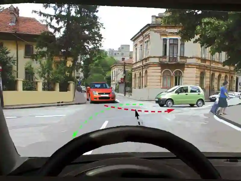 Imagine întrebare examen auto: Cărui autoturism trebuie să-i acordați prioritate?
