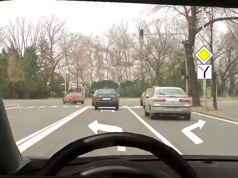 Imagine întrebare examen auto: Cum procedați dacă v-ați încadrat pe banda din stânga, deși intenționați să