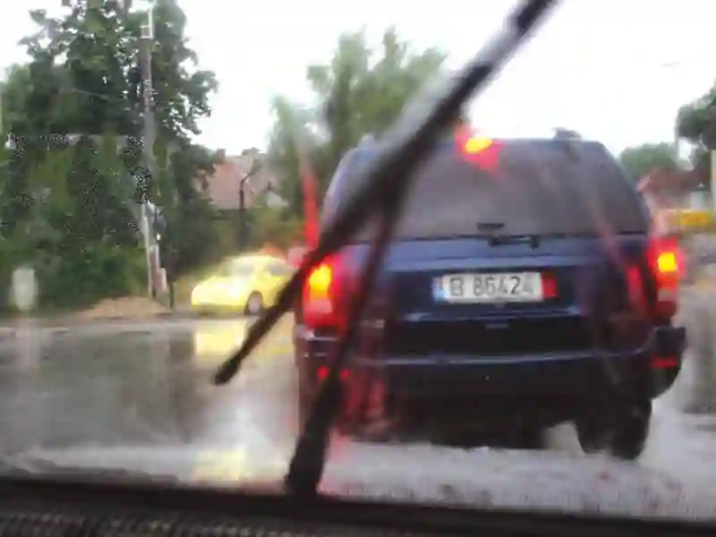 Imagine întrebare examen auto: După o ploaie torențială, este necesar să se păstreze o distanță considerabil