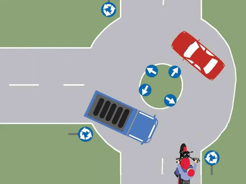 Imagine întrebare examen auto: Care dintre vehiculele prezentate în imagine au prioritate de trecere?