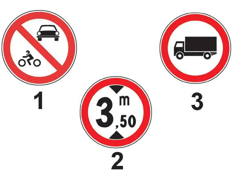 Imagine întrebare examen auto: Care dintre indicatoarele alăturate interzice accesul autocamioanelor a căror înălțime este mai