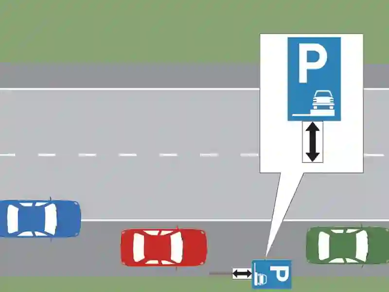 Imagine întrebare examen auto: Care dintre cele trei autoturisme este parcat regulamentar?