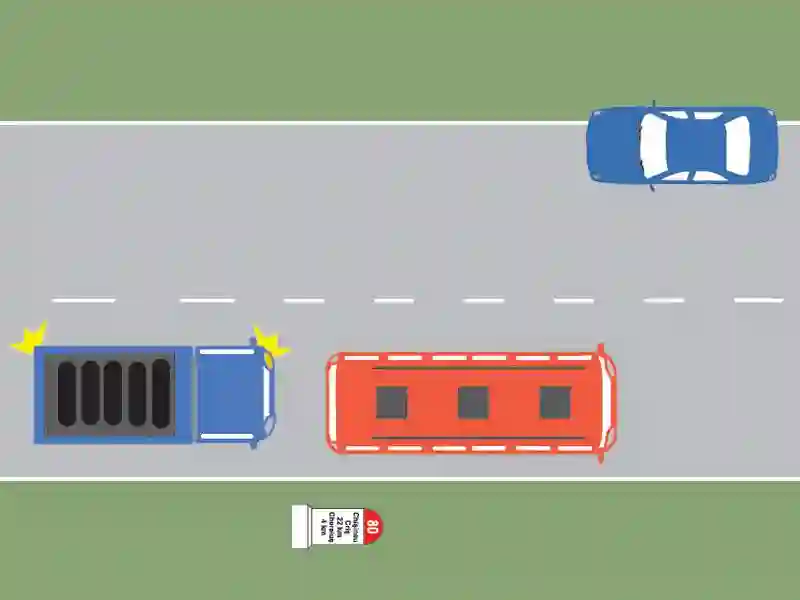 Imagine întrebare examen auto: Autoturismul staționează regulamentar?
