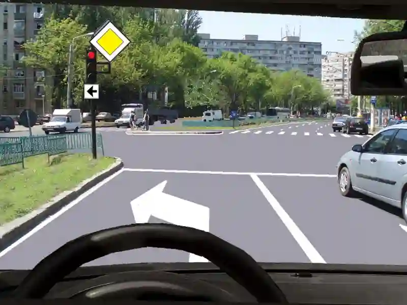 Imagine întrebare examen auto: Dacă virați la stânga: