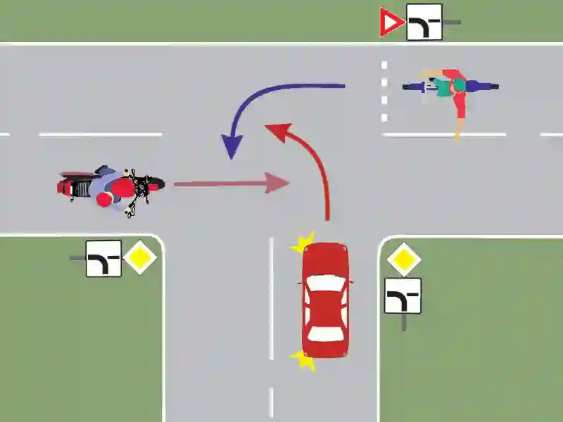 Imagine întrebare examen auto: Care este ordinea de trecere a autovehiculelor prin intersecție?