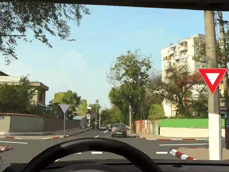 Imagine întrebare examen auto: În această situație, cui trebuie să acordați prioritate?