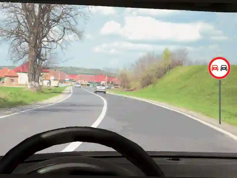 Imagine întrebare examen auto: Ce vehicule aveți permisiunea de a depăși în situația dată?